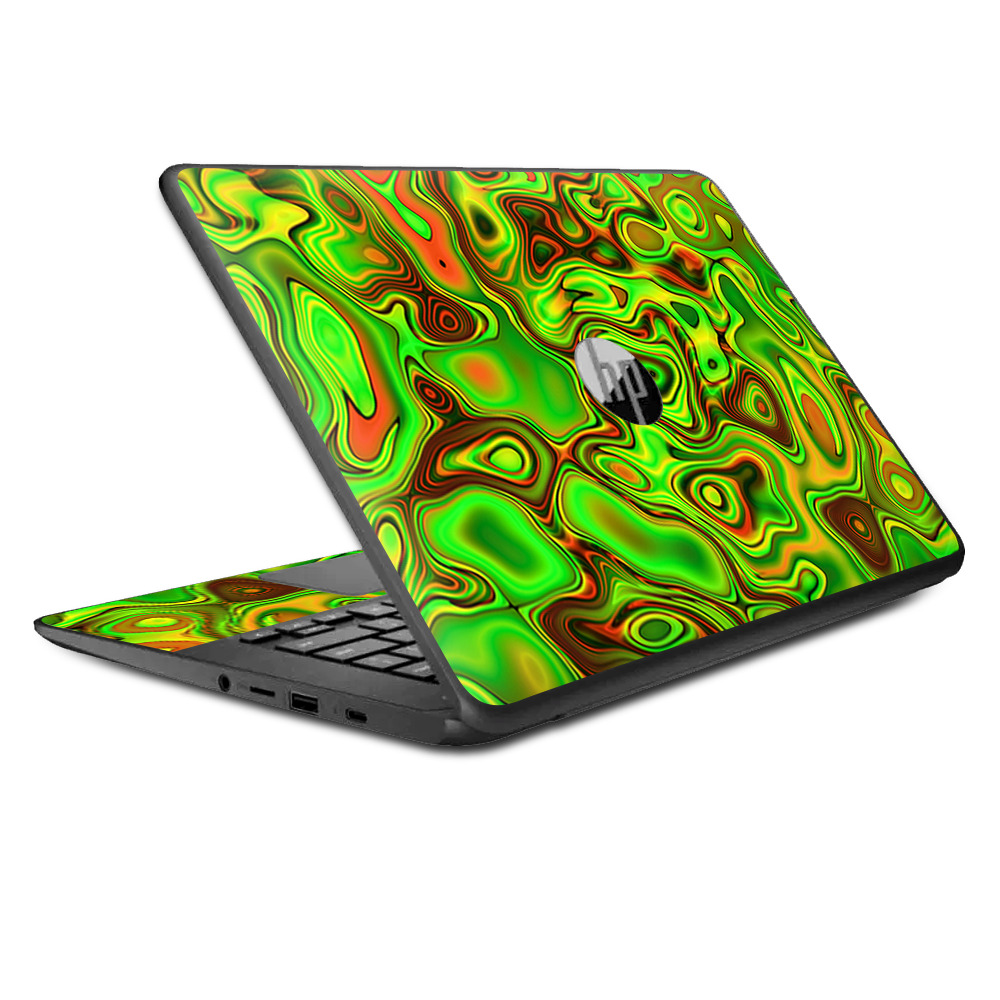 Skins Decal Wrap for HP Chromebook 14 green glass trippy psychedelic