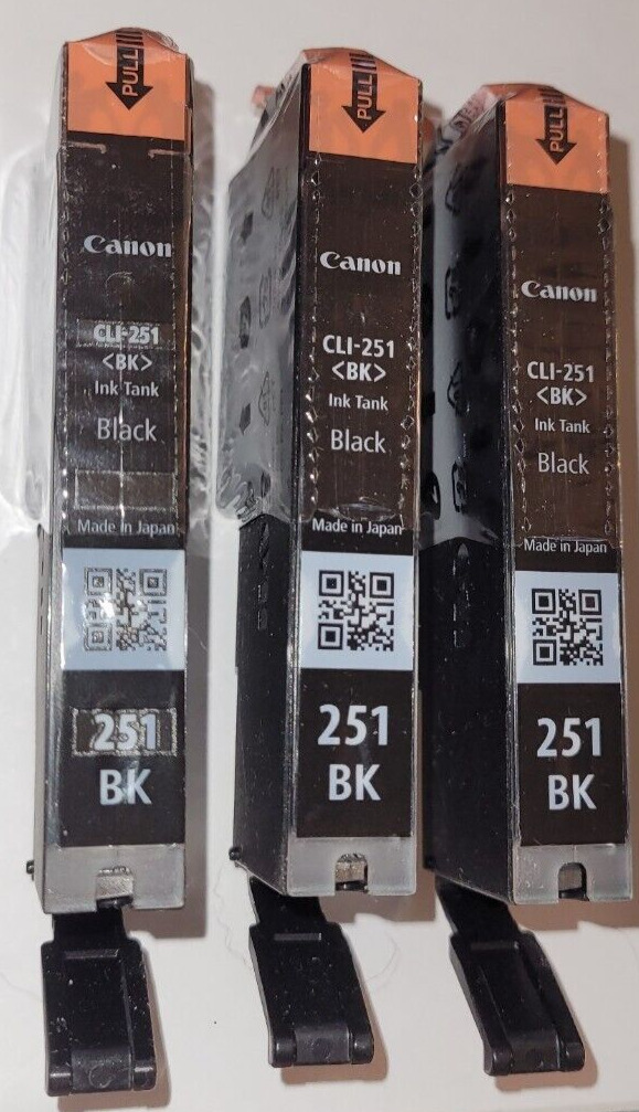3 GENUINE Canon CLI-251 Photo Black Ink Cartridges PIXMA MX722 MX922 Sealed NEW