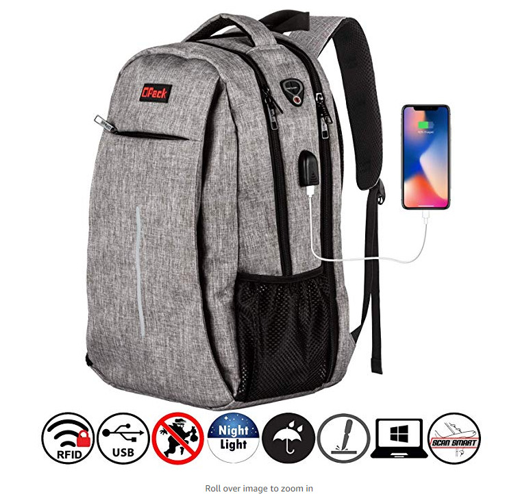 Anti-Theft Men Women Travel Backpack USB Charge Laptop Notebook School Bag