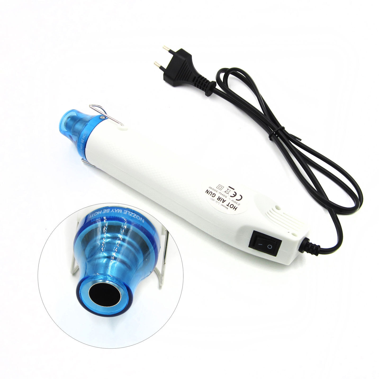 220V 300W EU Heat Gun Hot Air Temperature Electric Power Nozzles Tool White