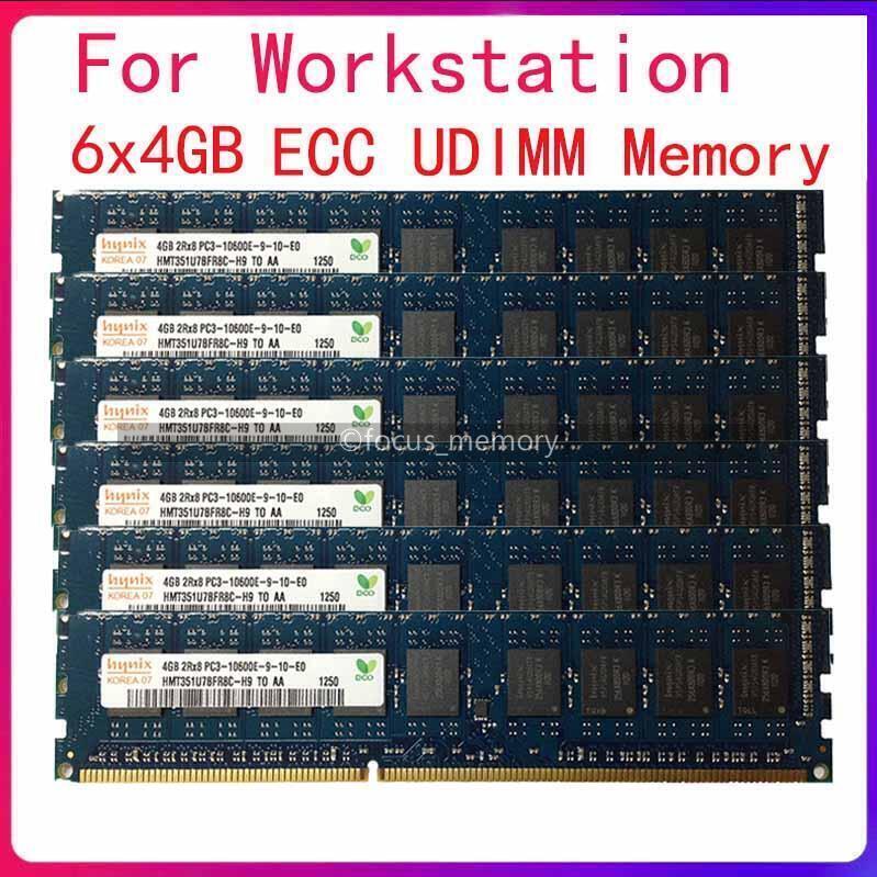 Hynix DDR3 Ram 24GB (6x4GB) PC3-10600E 1333 MHZ ECC Memory UDIMM for Workstation