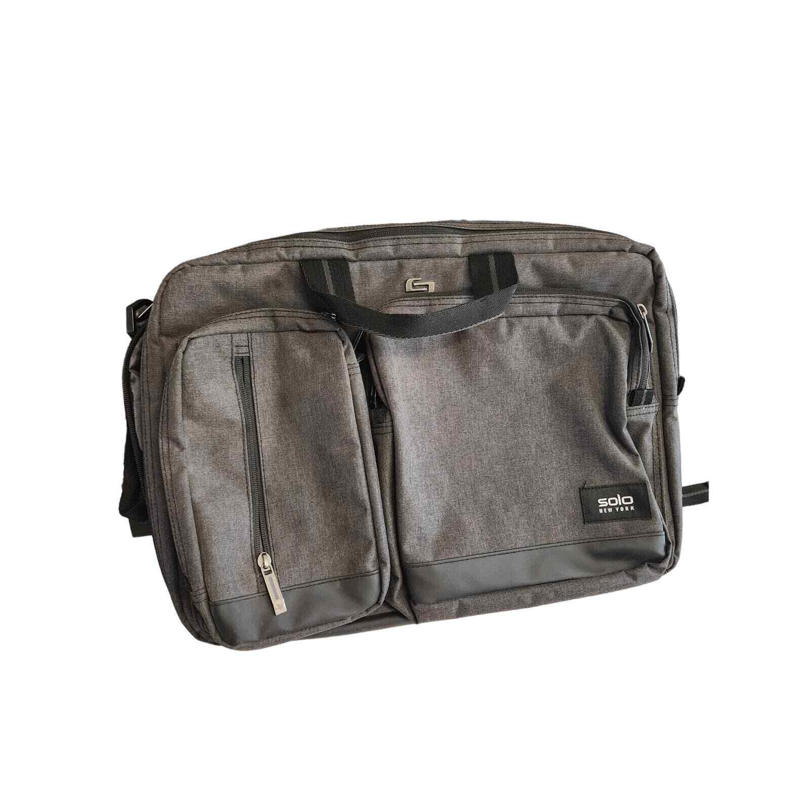 SOLO NEW YORK Laptop Backpack Convertible Briefcase Canvas Gray NWOT