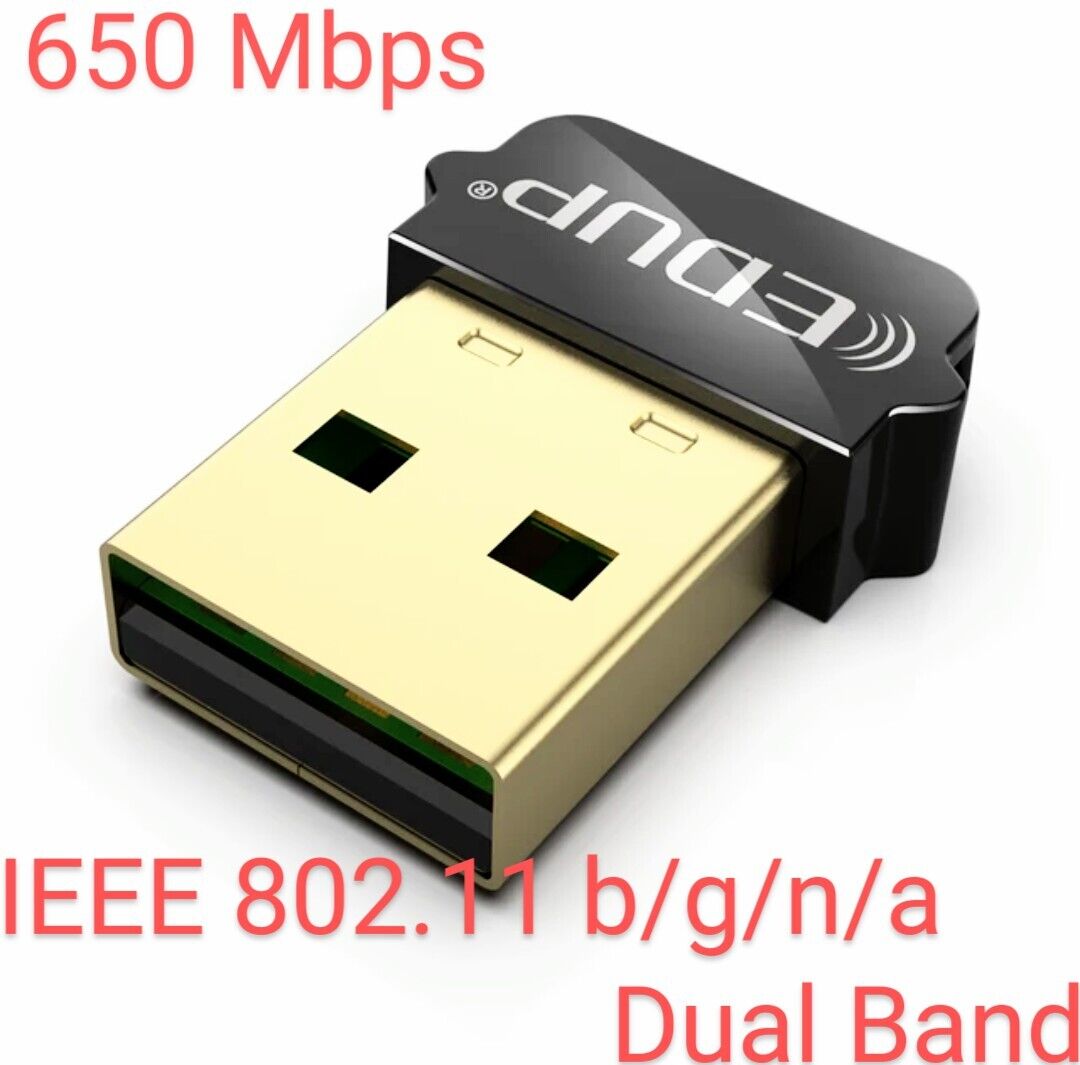 EDUP Mini Dual Band 650Mbps USB WiFi Wireless Adapter Network Card 2.4/5GHz 