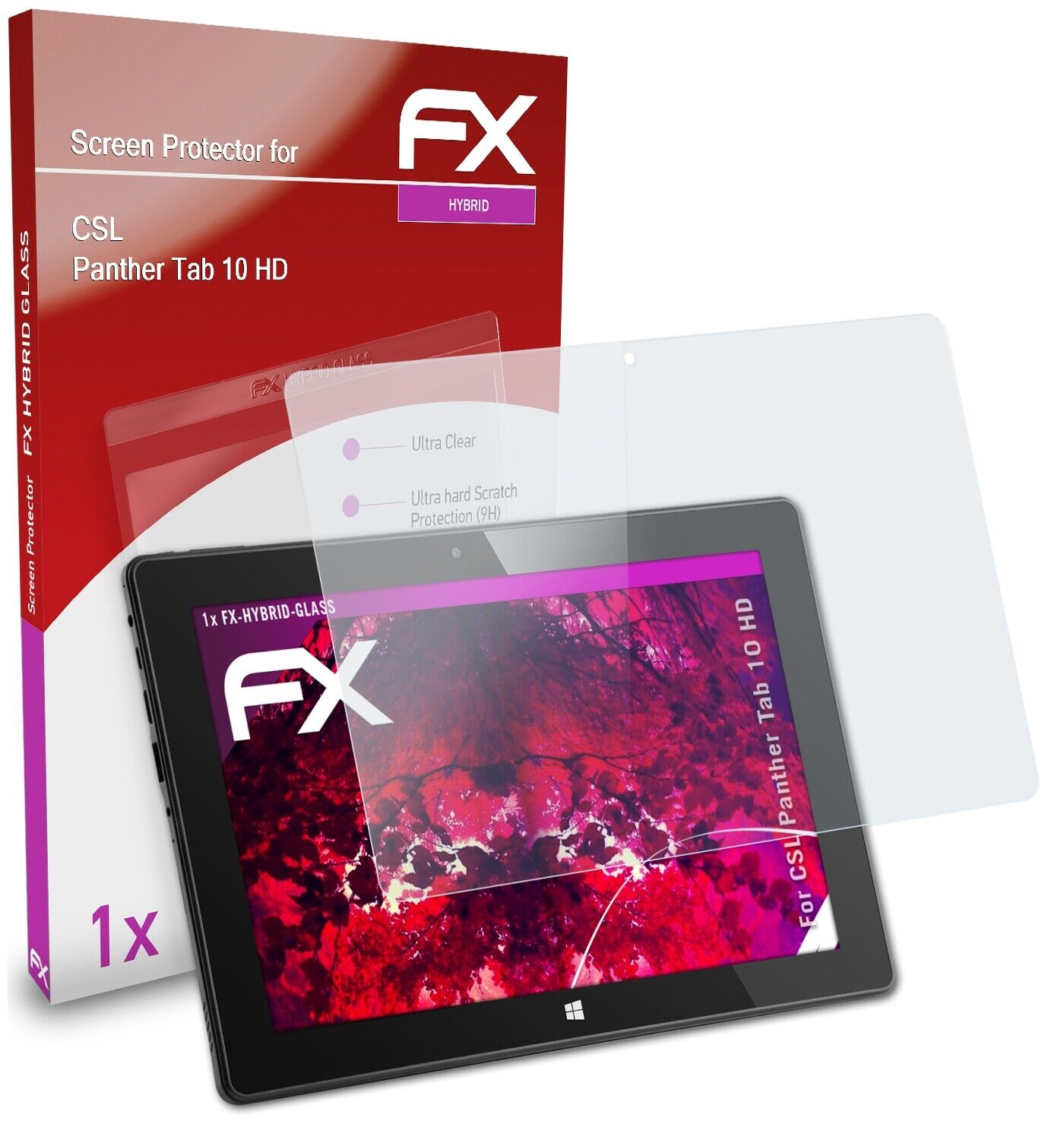 atFoliX Glass Protector for CSL Panther Tab 10 HD 9H Hybrid-Glass