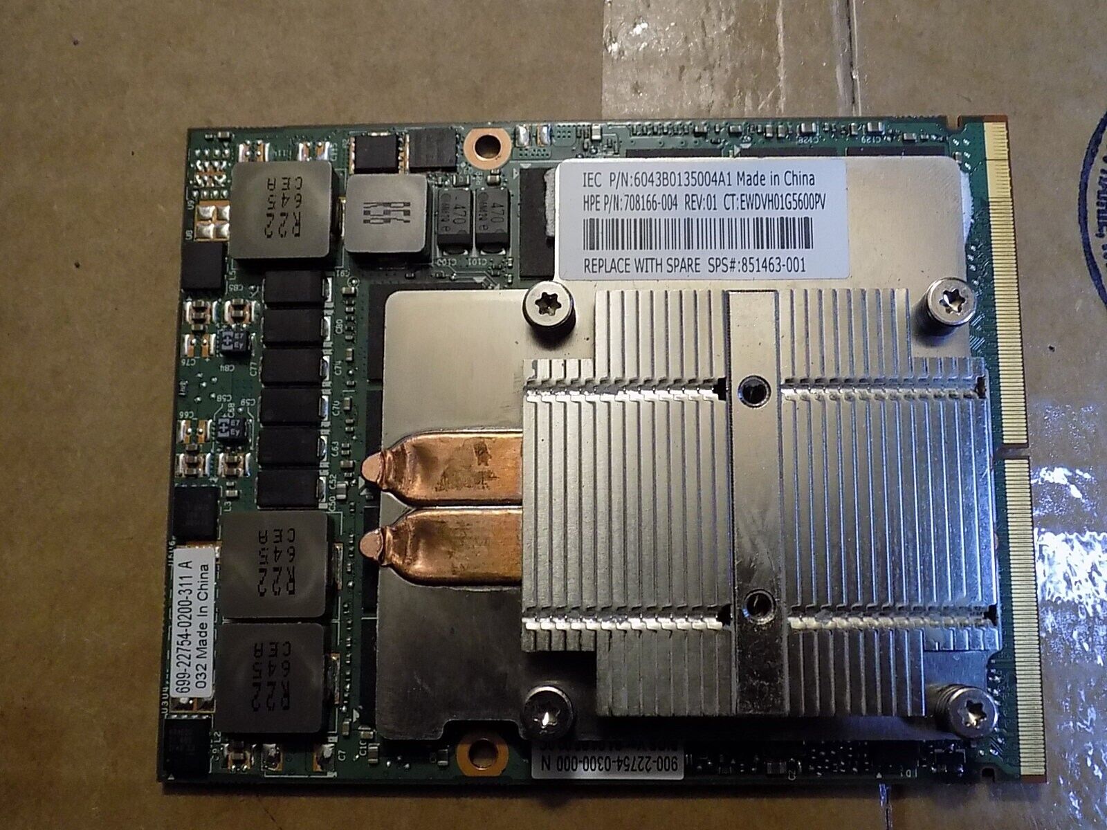 HP NVIDIA Tesla M6 8GB GDDR5 MXM GPU Graphics Card w/Heatsink 808409-001
