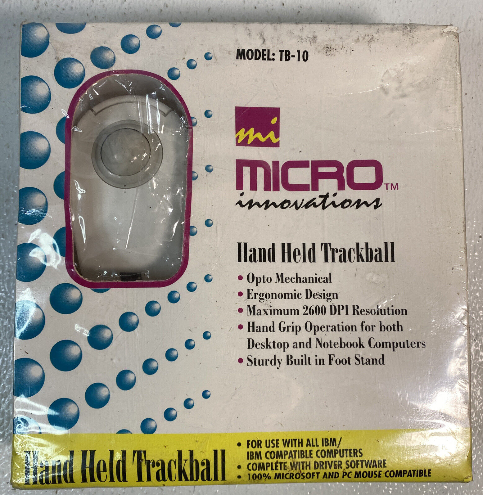 Mi Micro Innovations Trackball Ergonomic Mouse New Old Stock Microsoft/ IBM Comp