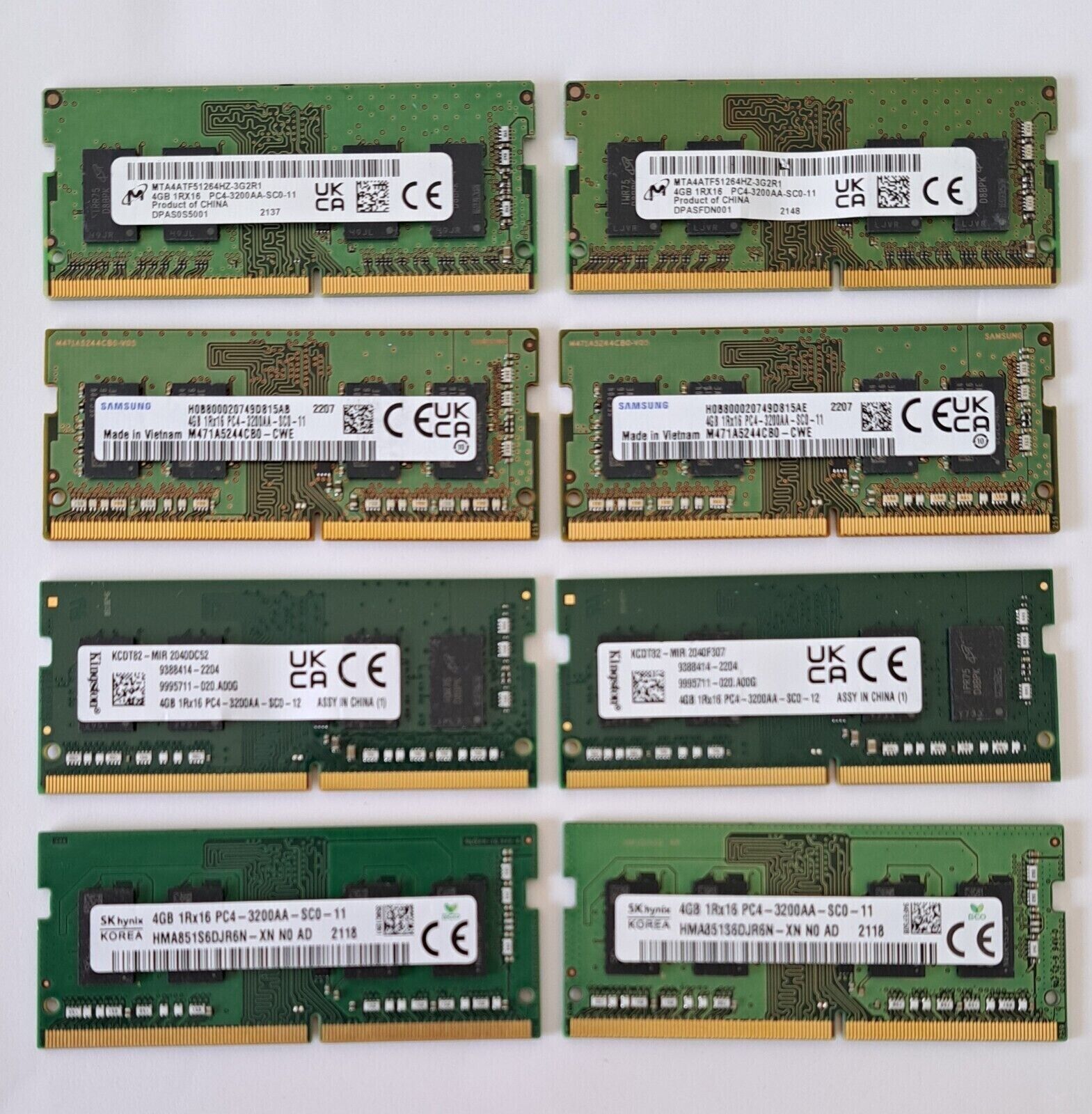 SAMSUNG/SK hynis/Kingston/ Micron 8GB Kit 2x8G PC4-3200AA DDR4 Mixed Brands -AA