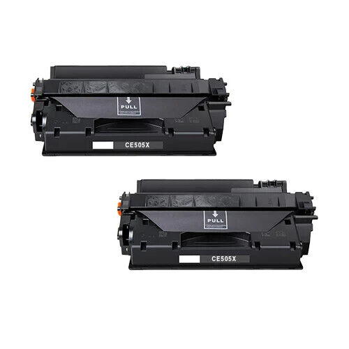 Compatible HP 05X (CE505X) High Yield Toner Cartridge - Black - 2 Pack