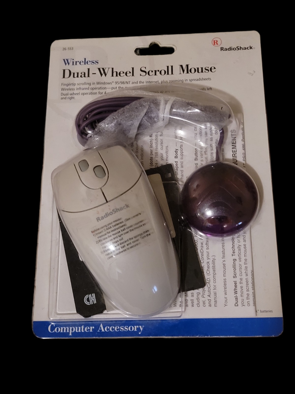 NIB RadioShack Wireless Dual-Wheel Scroll Mouse (VERY RARE)