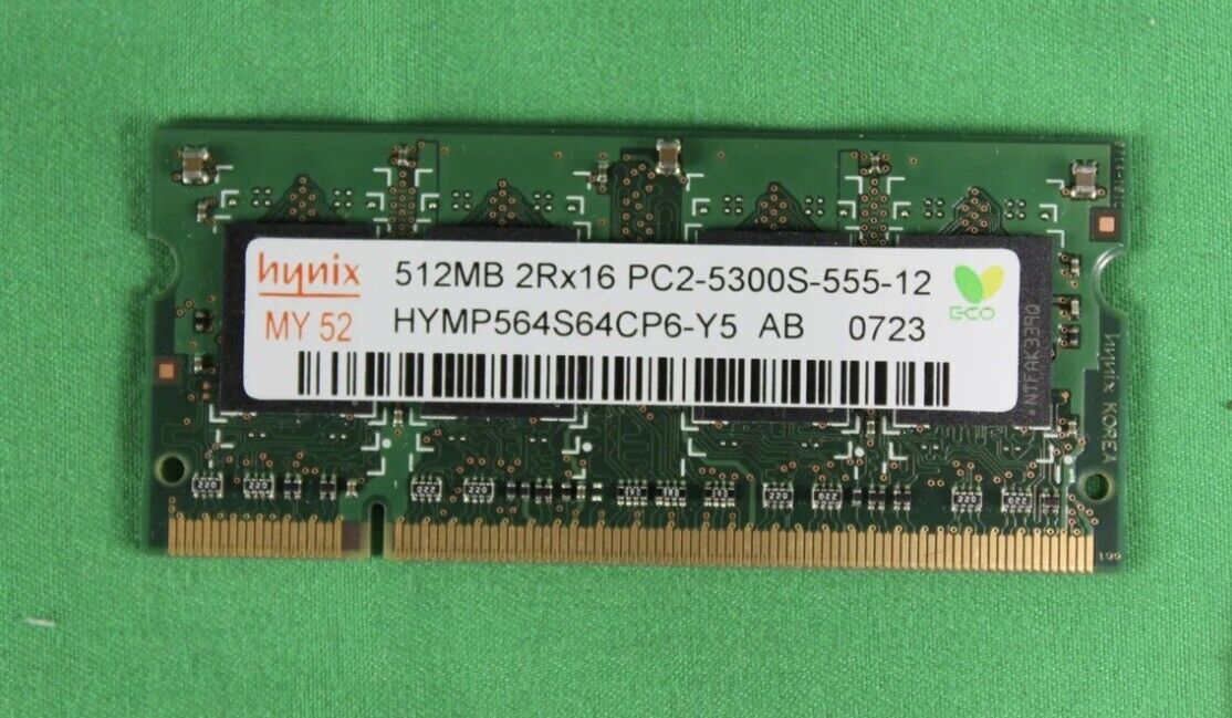 HYNIX 512MB PC2-5300S DDR2 LAPTOP MEMORY 2RX16 HYMP564S64CP6-Y5 AB