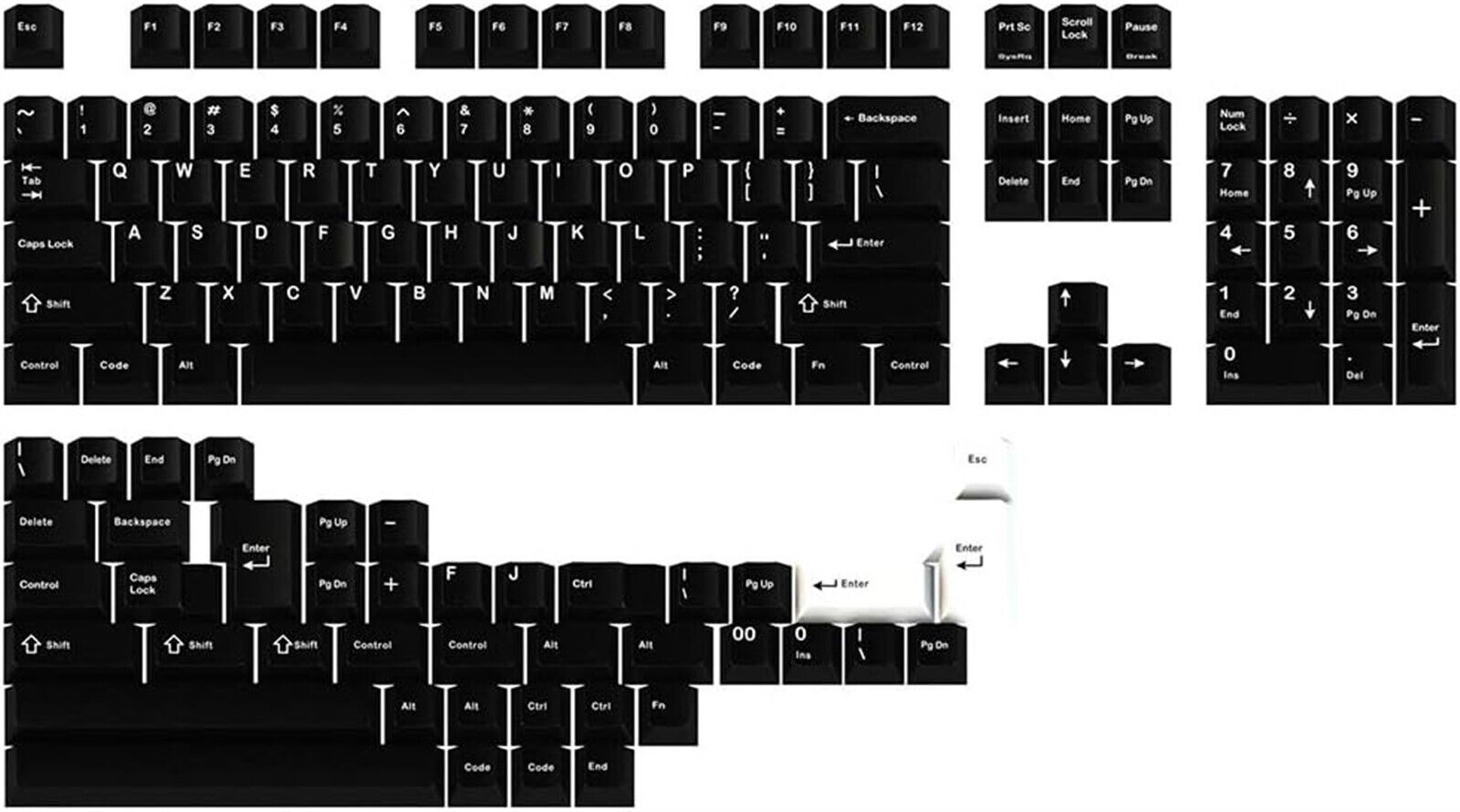 -NEW- DROP GMK White-On-Black Custom Mechanical Keyboard Keycap Set -READ-