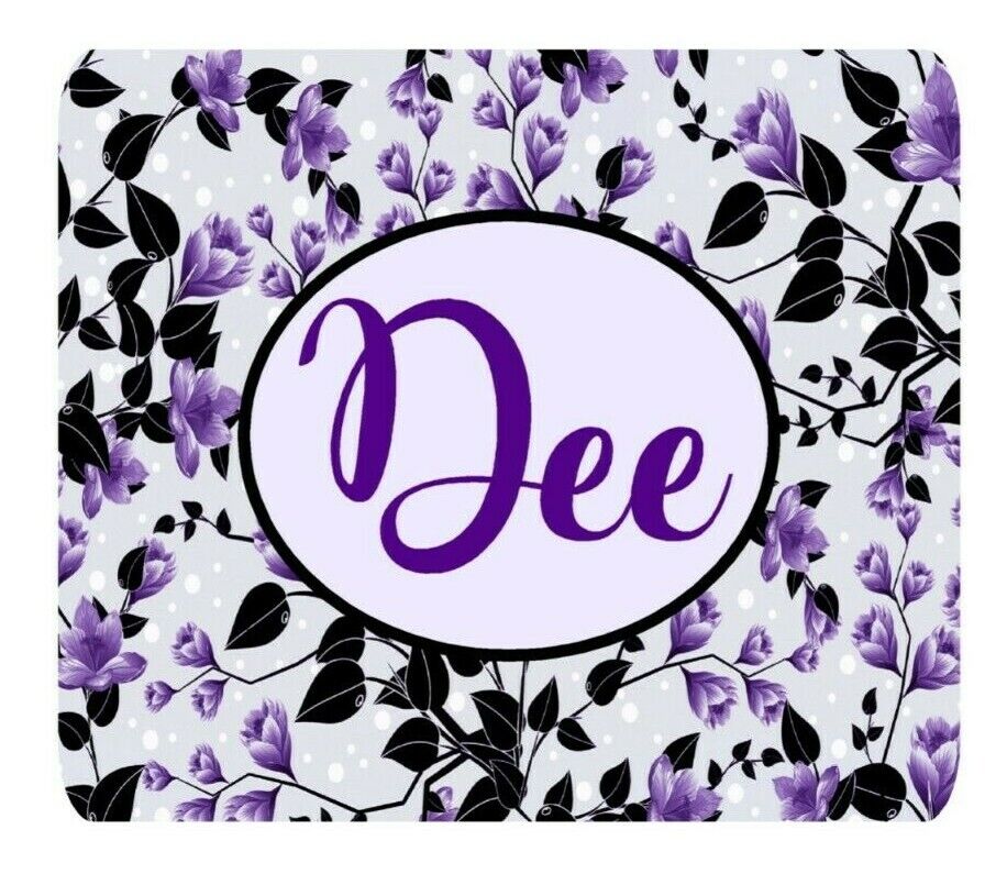 Personalized Purple Floral Mouse Pad Neoprene Custom Monogrammed Mousepad