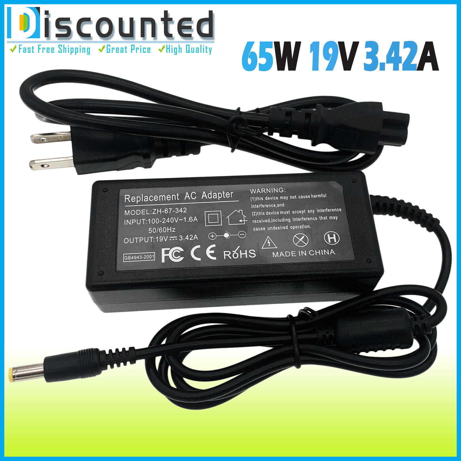 For Acer Aspire AIO Z1-622 Z1-623 ZC-700 ZC-700G Ac Power Adapter Wall Cord 65W