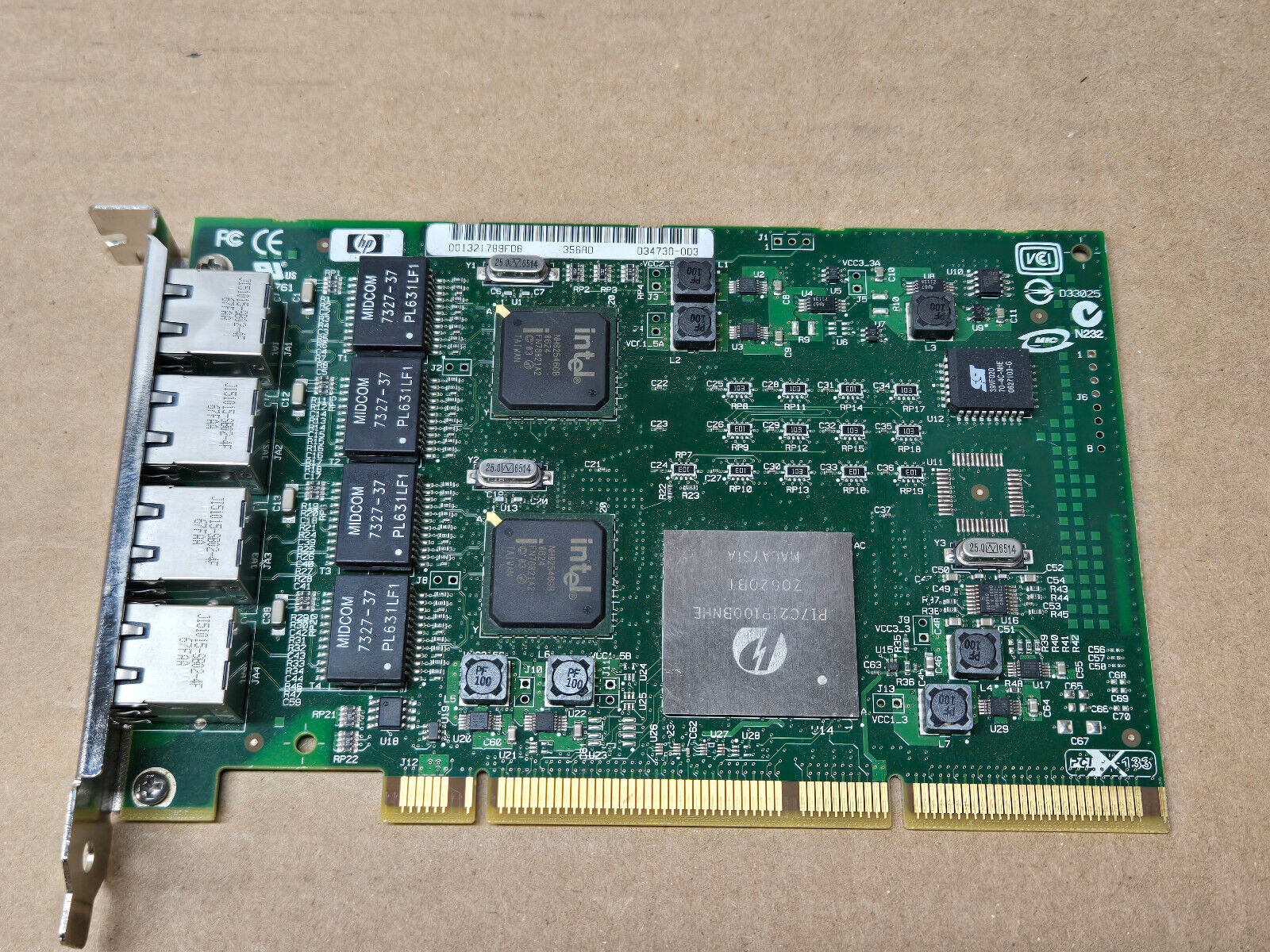 HP 389931-001 Gigabit Quad Port PCI-X NC340T HSTNS-BN09 Adapter Card C5