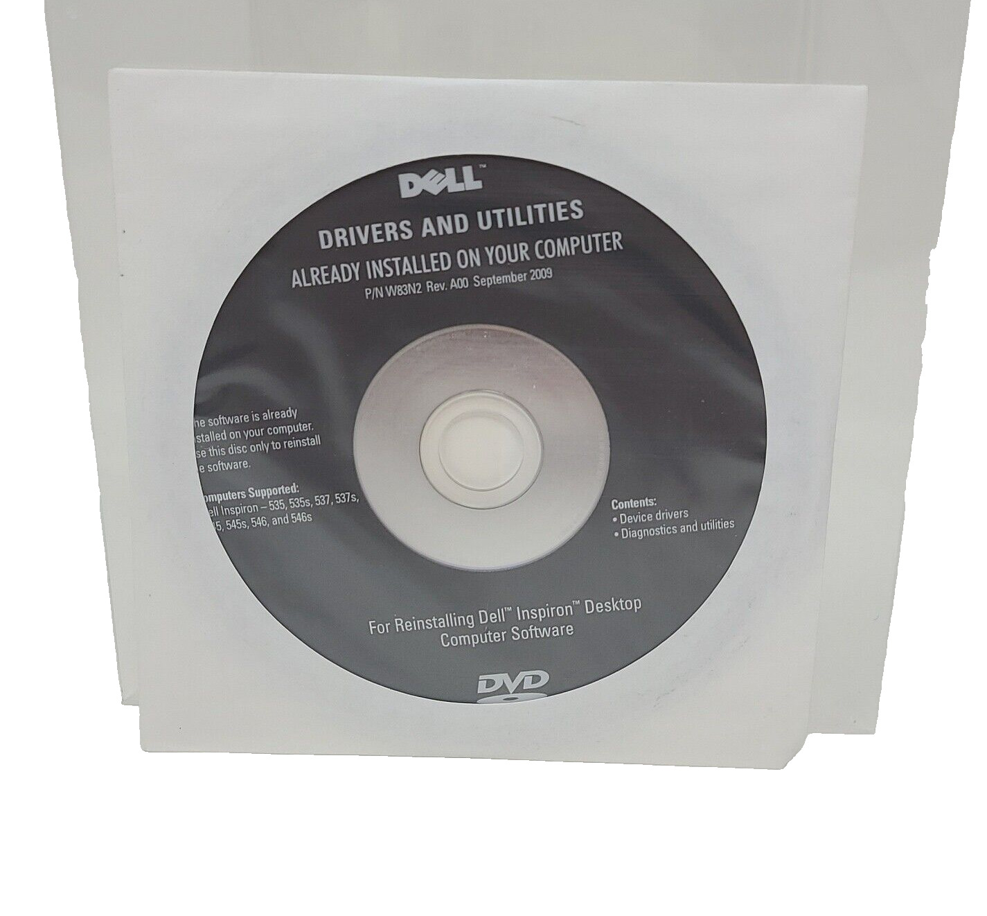 DELL Drivers and Utilities Inspiron 537 537s computer software 2009 NEW