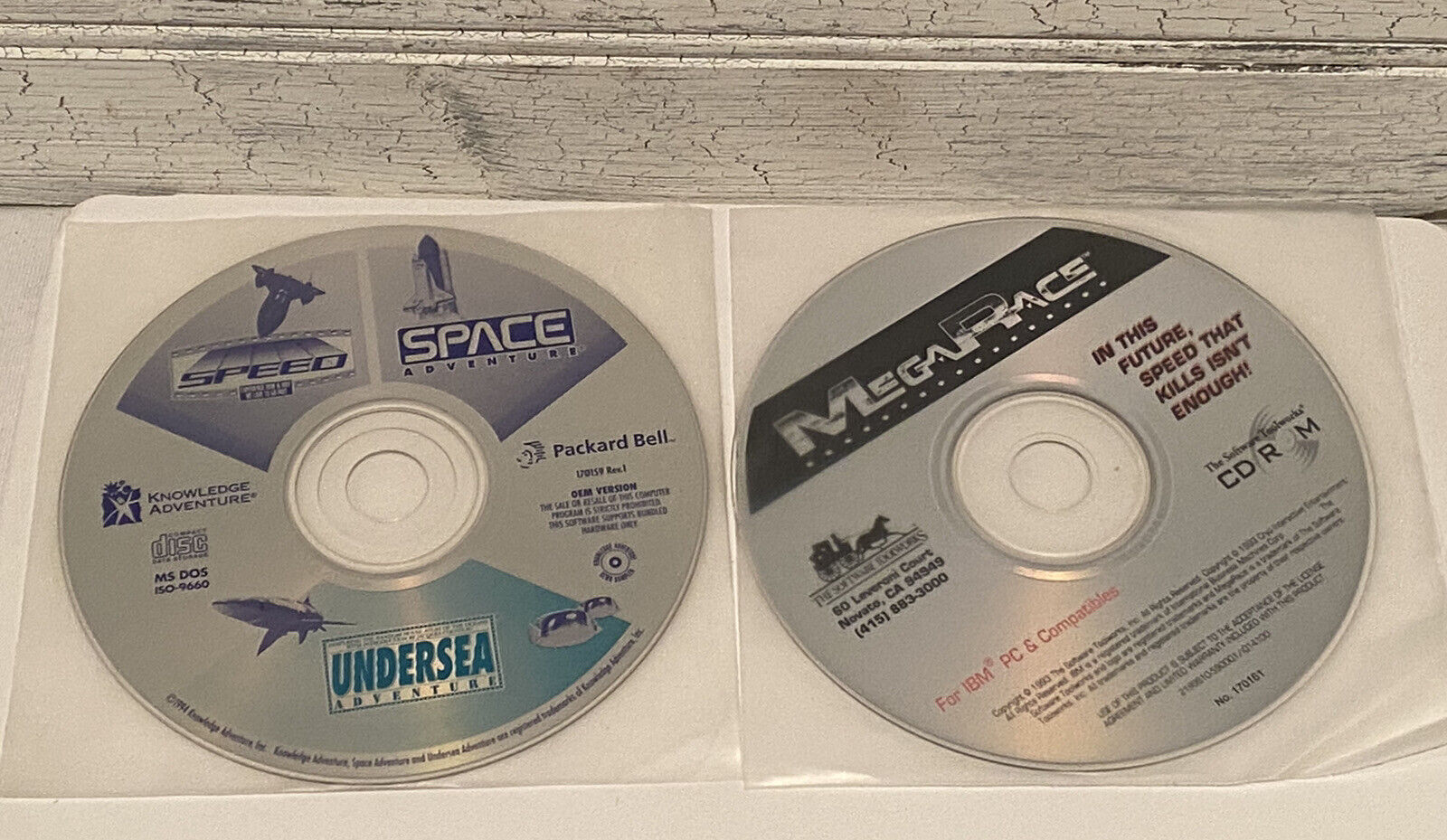 Lot of 2 Vintage PC Games - Space adventure, Undersea Adventure, Speed, MegaRace