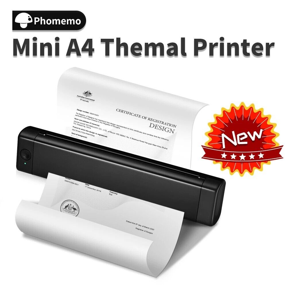 Portable Wireless Legit A4 Bluetooth Thermal Printer for Travel Phomemo M08F LOT