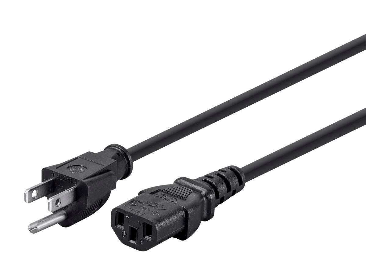 Monoprice 3-Prong Power Cord - 3ft - Black (6-Pack) NEMA 5-15P to IEC 60320 C13