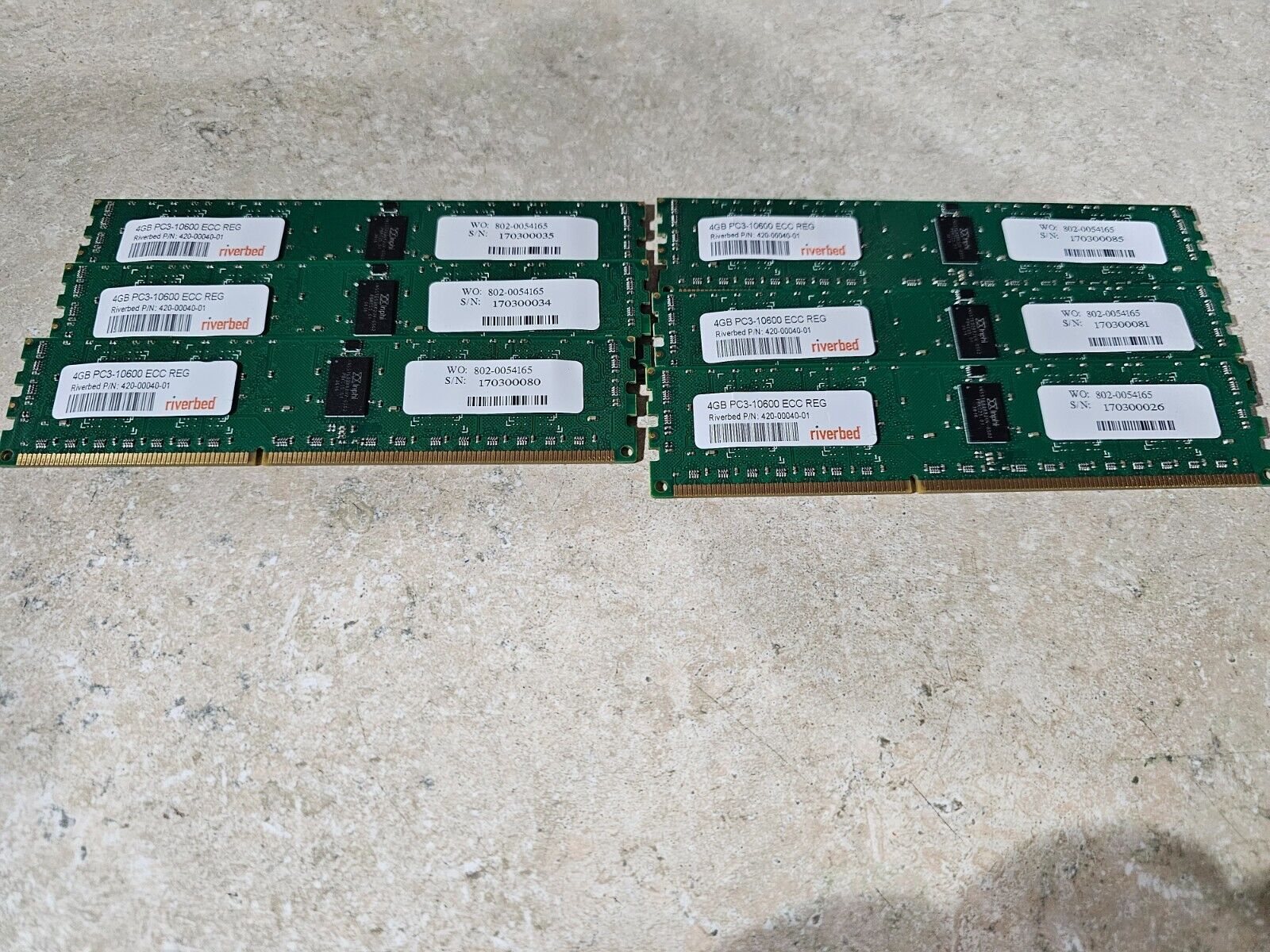 (LOT OF 6) 420-00040-01 Riverbed 6x4GB PC3-10600 DDR3-1333MHz ECC Memory SR#3