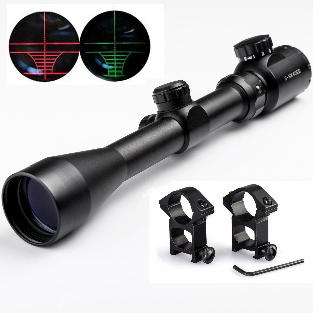 Cvlife 3-9X40E Red & Green Mil-dot Illuminated Optics Hunting Sniper Scope