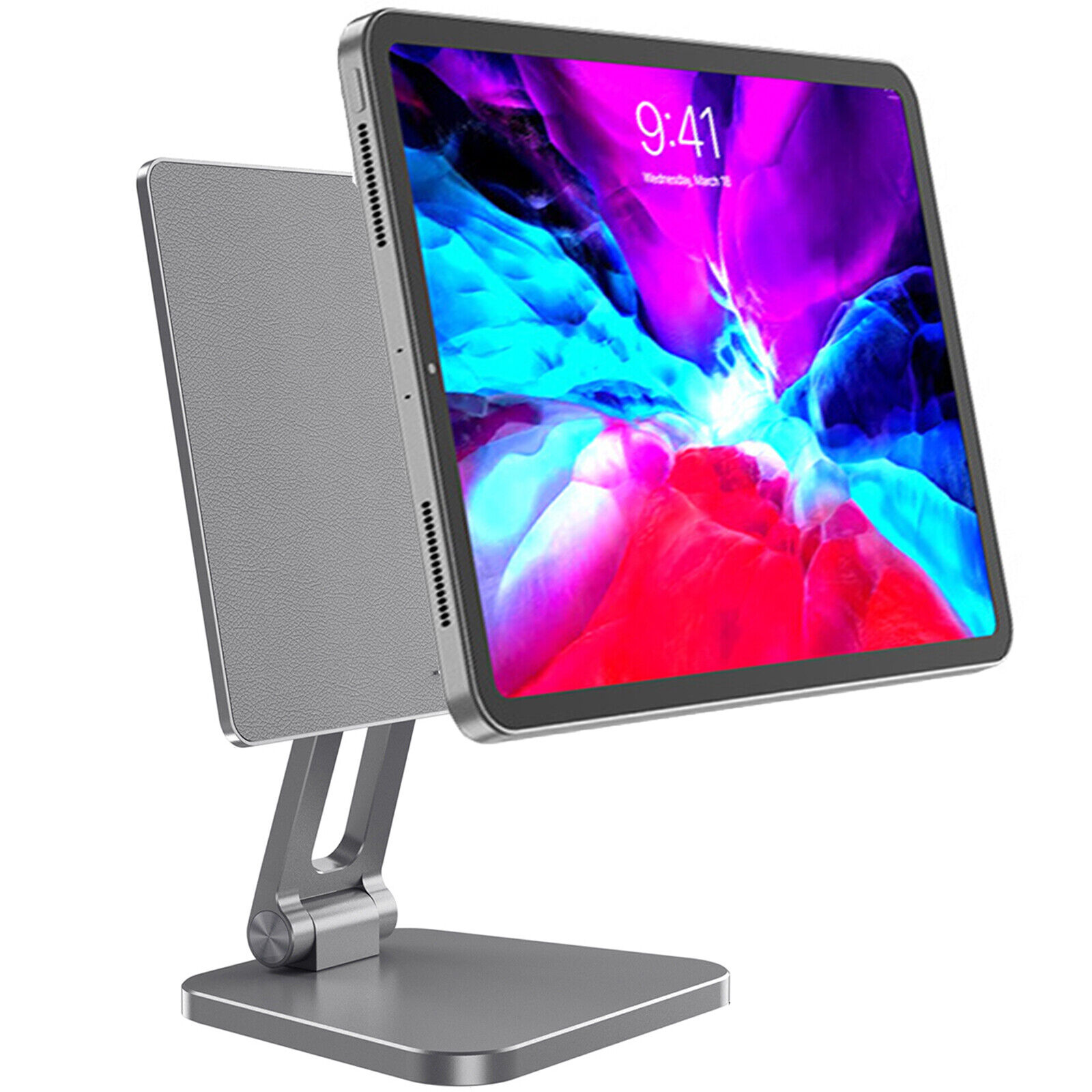Magnetic Ipad Stand for Ipad Pro 12.9”, Foldable 360° Rotation Magnetic Stand