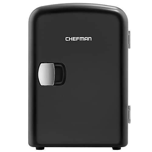 Chefman Portable Mini Fridge 4 Liter 6 Can Skincare Small Refrigerator Cooler