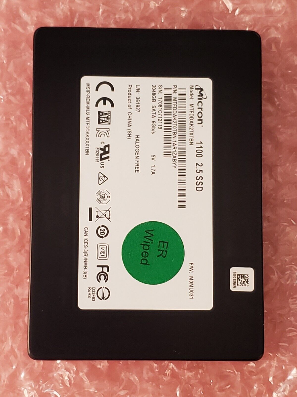 Micron 1100 2TB 2048GB 2.5 SATA III SSD 6GBPS MTFDDAK2T0TBN (Lot of 25 ) 10% off