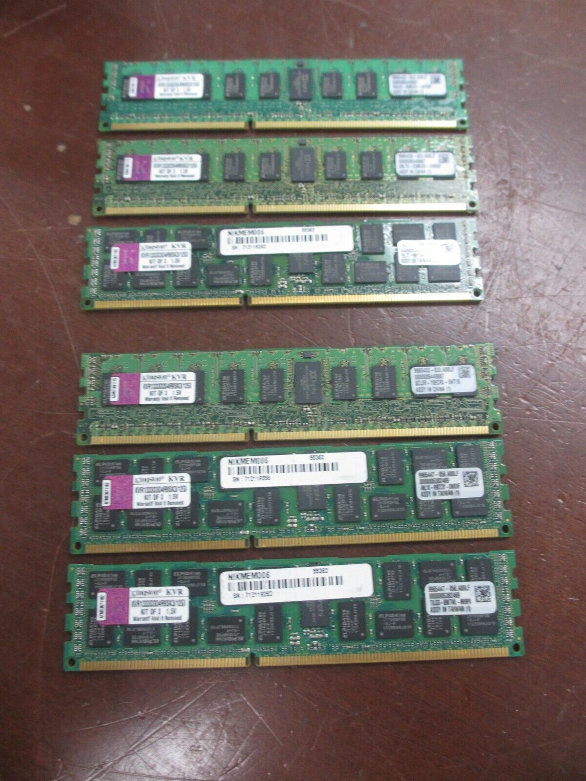 Lot of 2 Kingston 12GB Kit of (3x4GB) DDR3-1333MHz  KVR1333D3S4R9SK3/12GI Memory