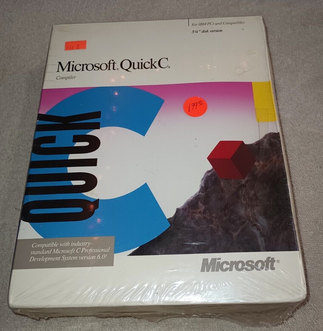 Microsoft Quick C Compiler  vrs 2.5 Box Sealed New Vintage Rare 1980s 80s Apple