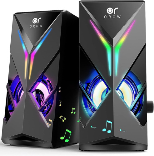 OROW Computer Speakers, Desktop Speakers with Various Colorful LED, 10W... 