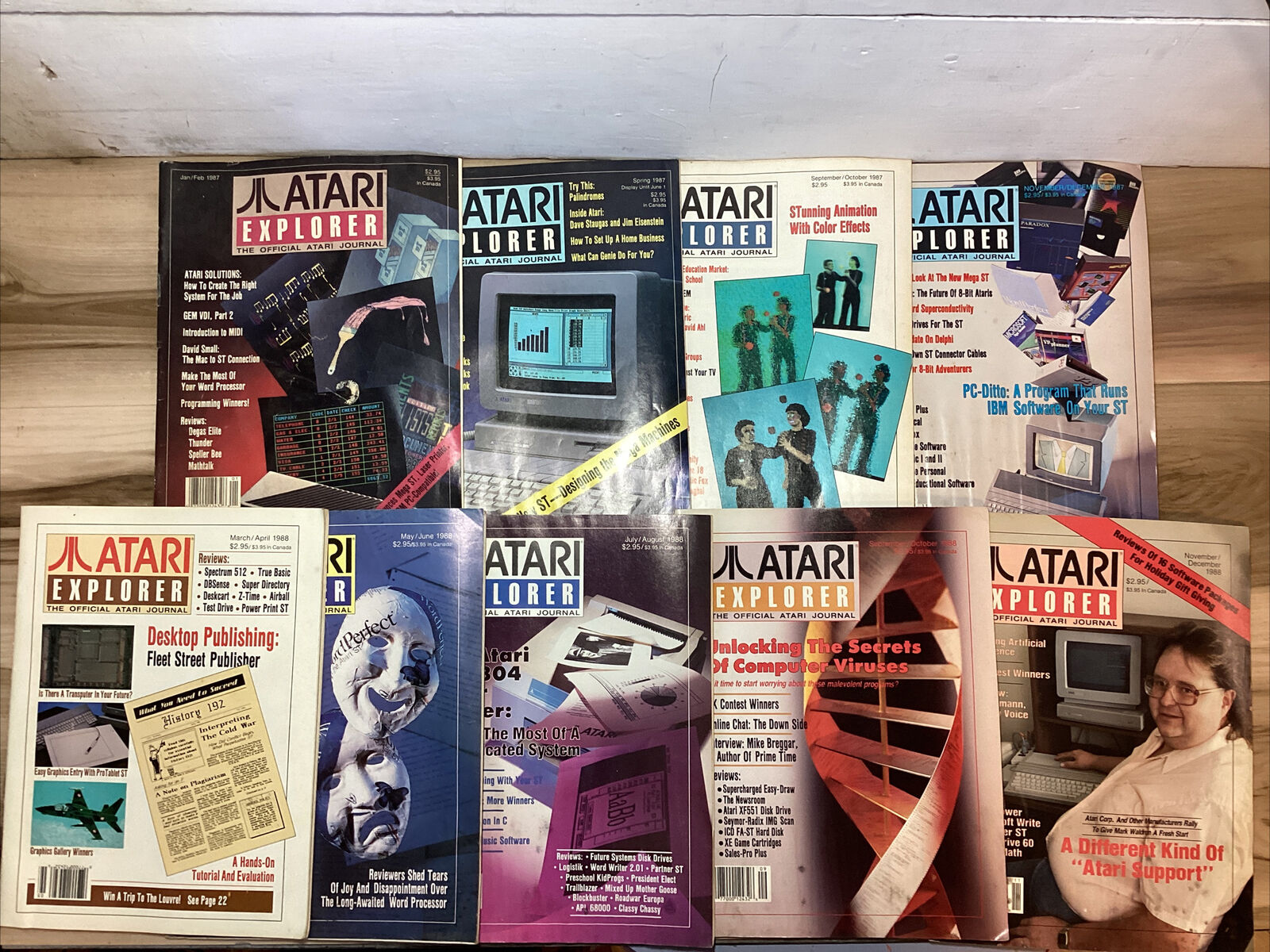 Atari Explorer Magazine Lot Of 9. 1987 1988 Vtg Collector Official Atari Journal