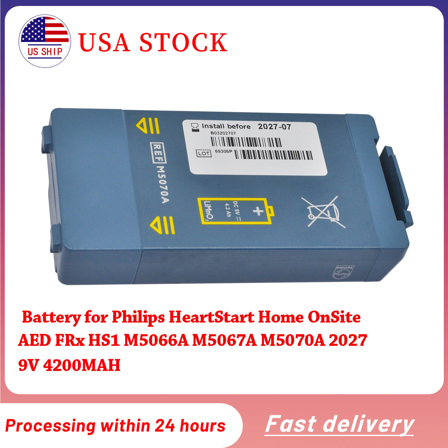 New M5066A M5067A M5070A Battery HeartStart Home OnSite AED FRx HS1 for Philips