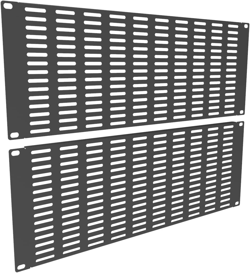 2 Pack Vented Blank Panel - Metal Rack Mount Filler Panel for 19In Server Rack C