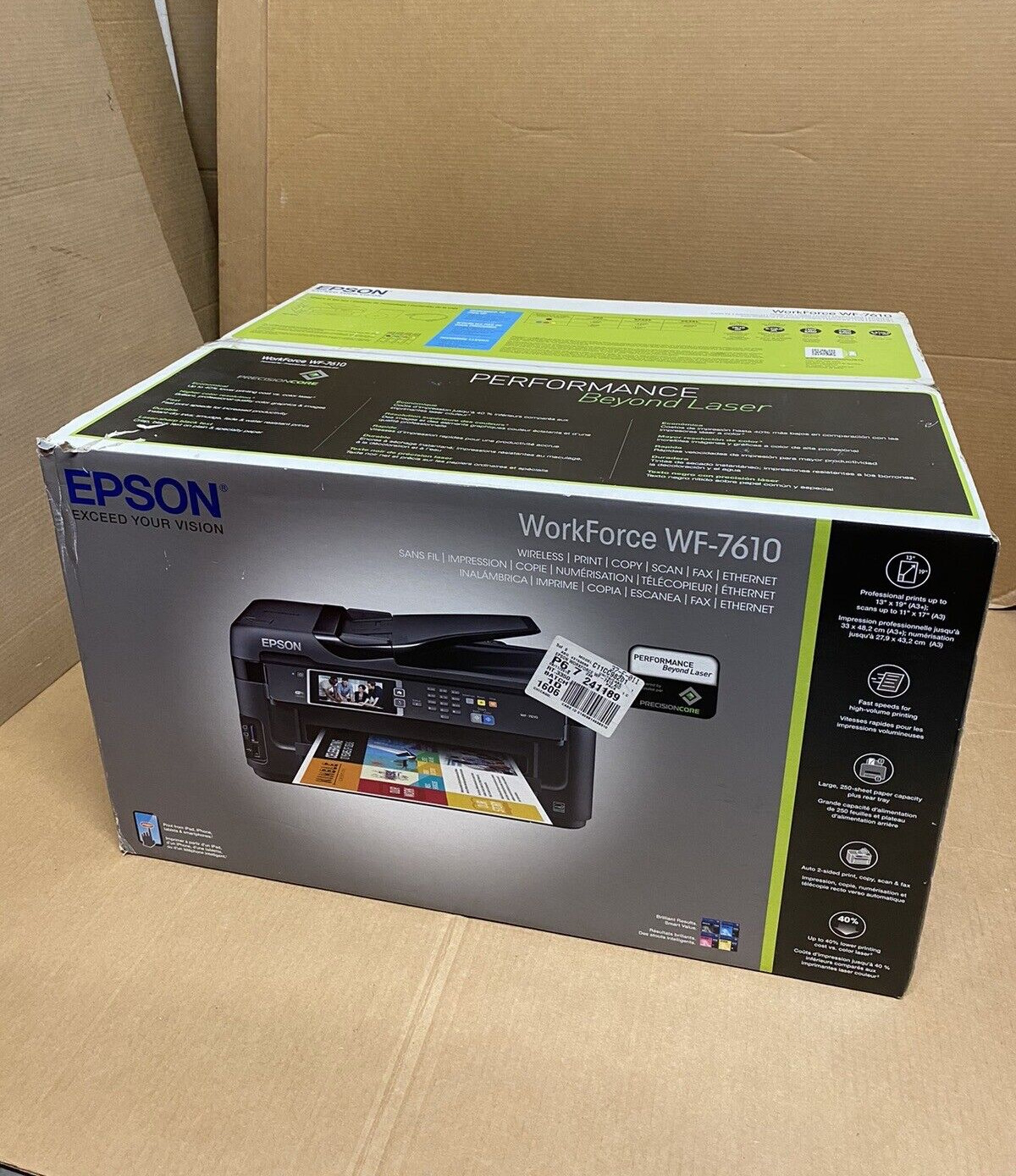 Epson WorkForce WF-7610 Wireless All-in-One Printer Network Ready New Sealed Box