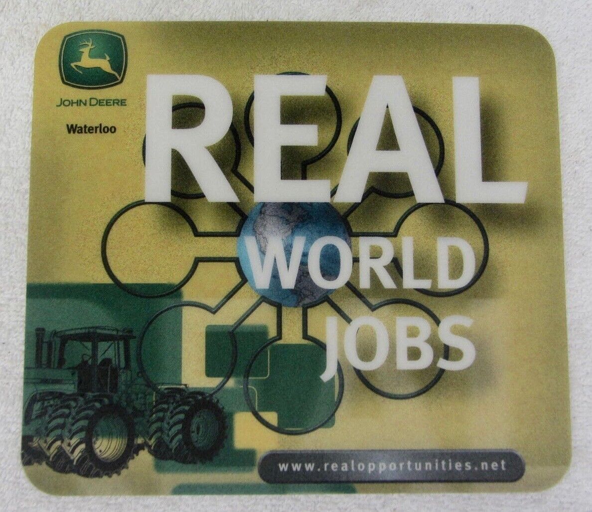 Vtg John Deere Waterloo Tractor EMPLOYEE MOUSE PAD 'Real Jobs' Macbook Hp Dell