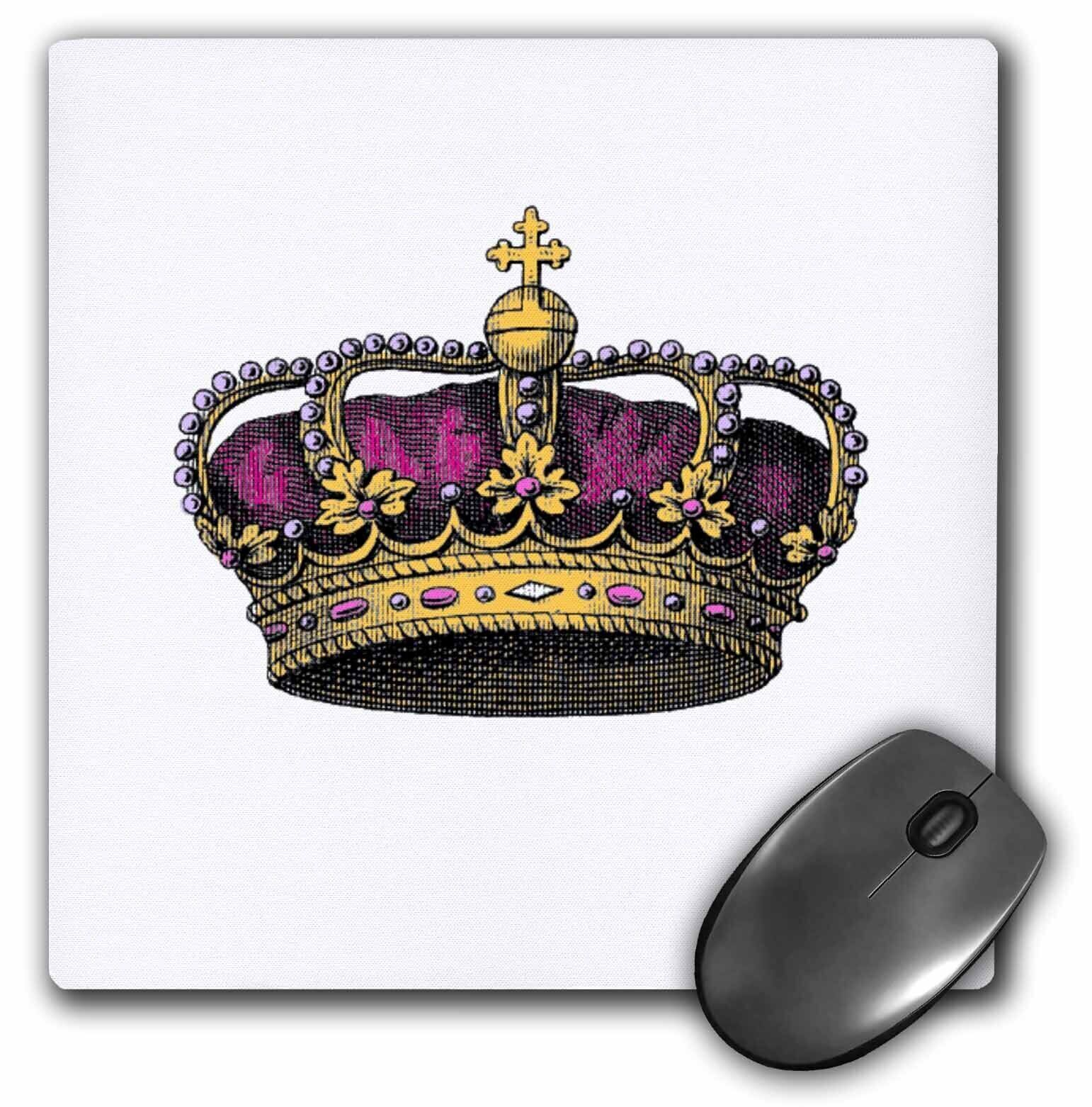 3dRose Pink girly Crown - Vintage art - royalty - royal gold queen or princess c
