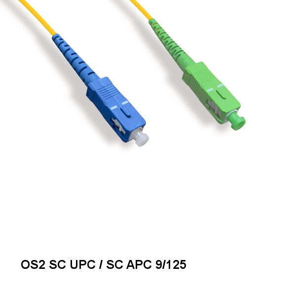Kentek 2 Meter SC UPC /SC APC OS2 9/125 Simplex SingleMode FiberOptic Cable OFNR