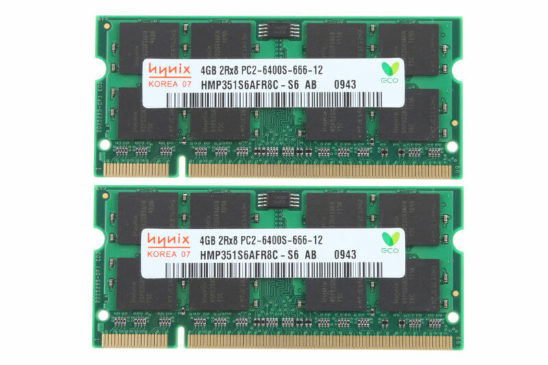 Hynix 8GB 2X 4GB 4 G PC2-6400 2RX8 DDR2-800MHz 200PIN SODIMM Laptop Memory RAM