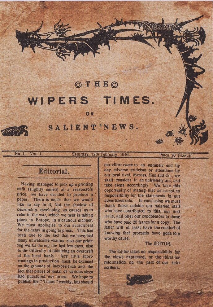 The Wipers Times Trench Magazine World War I 12th Feb 1916 Volume 1 Army Memory