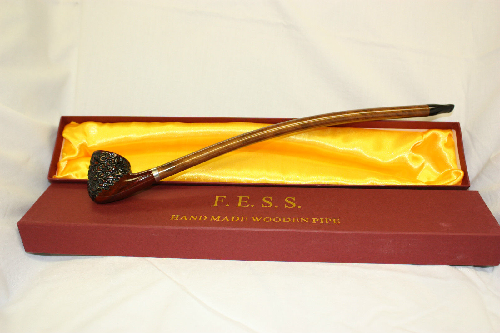 Long Churchwarden Pipe with Bent Stem rustic(LL) - 14 1/4\