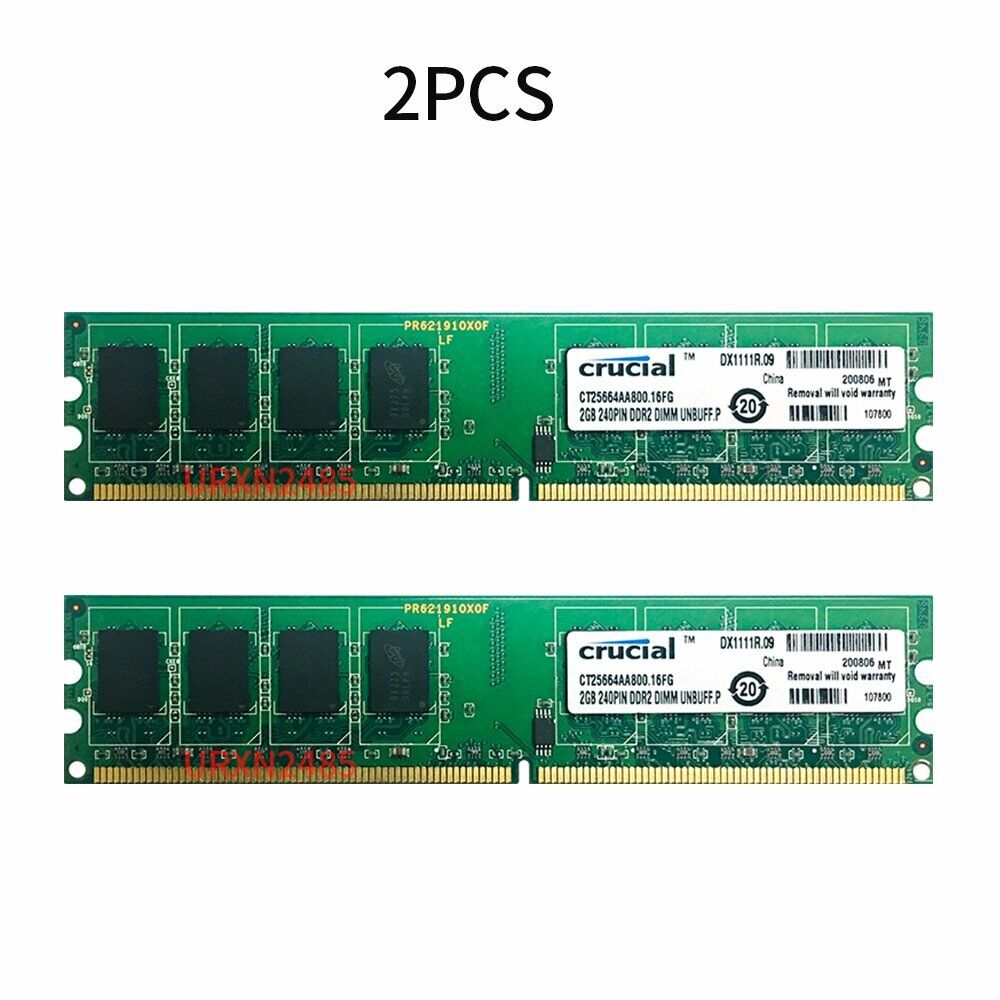 For Crucial 4GB 2x 2GB 1GB PC2-6400U DDR2 800MHz Computer Memory Desktop RAM LOT