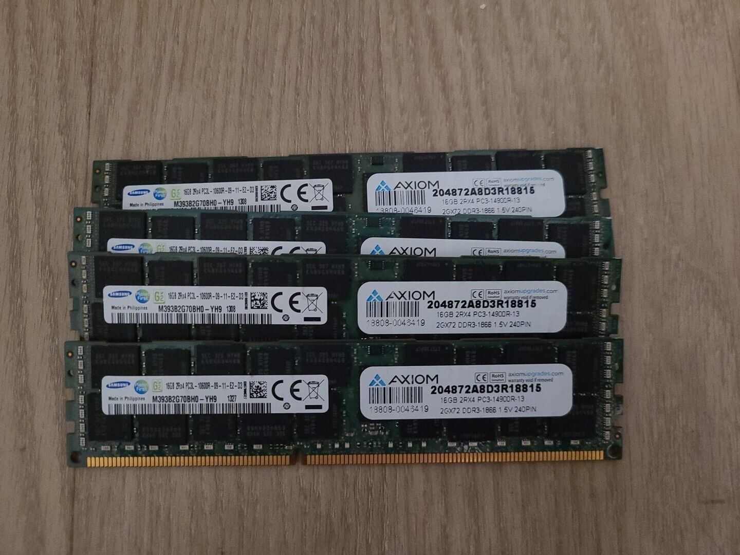  64GB 4x16GB SAMSUNG PC3L-10600R 18+66MHz DDR3 Server Memory