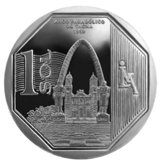 Peru 2016 Coin 1 Nuevo Sol Orgullo y Riquezas Arco parabólico de Tacna