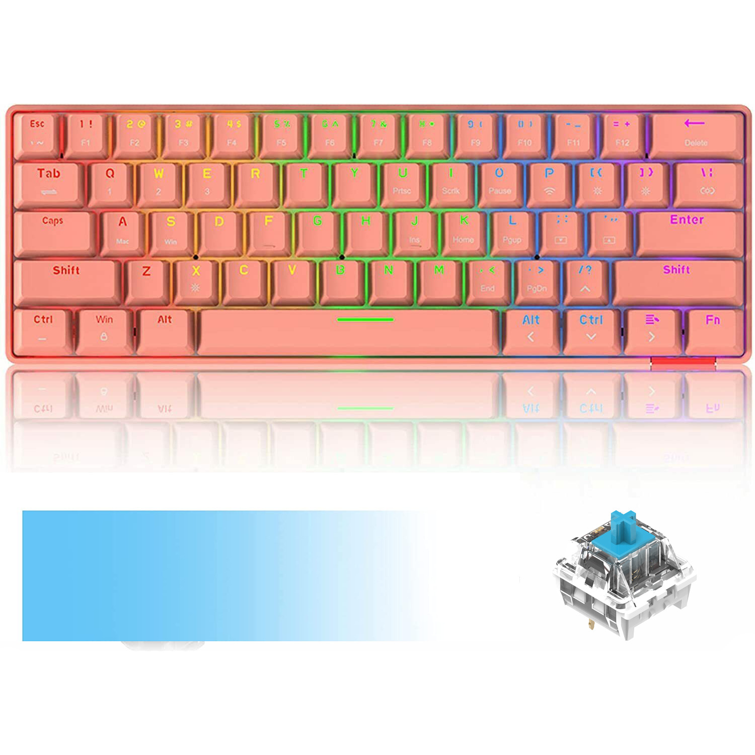 60% Wireless Bluetooth Mechanical Gaming Keyboard Type-C Rechargeable