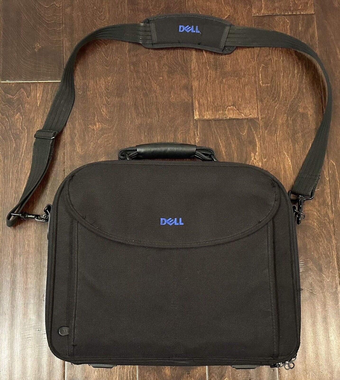 Vintage Dell Black Canvas Black Laptop Shoulder Briefcase Carrying Bag 