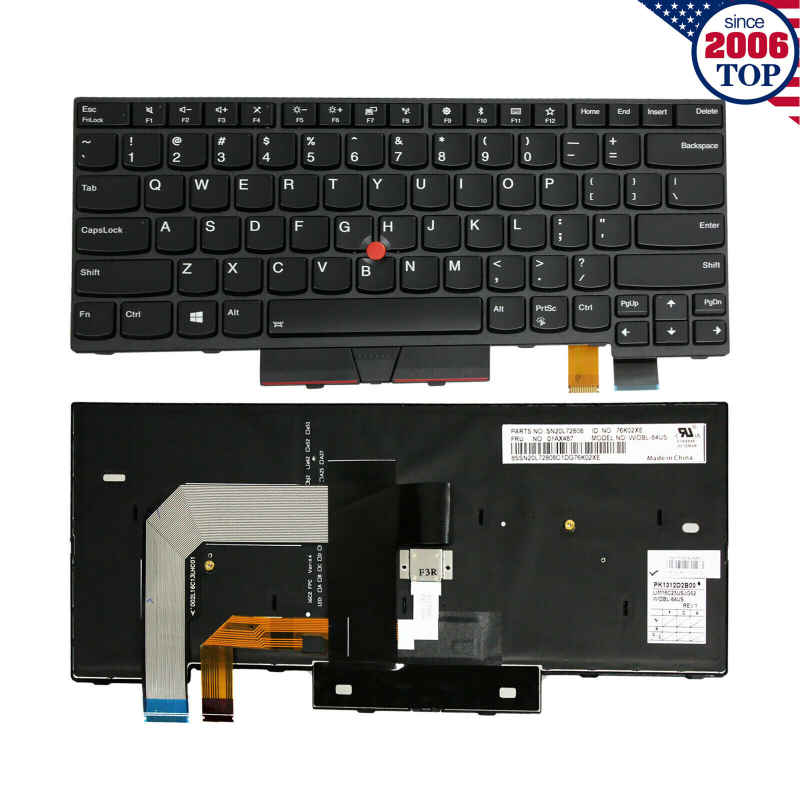 US Keyboard for Thinkpad IBM Lenovo T470 T480 (NOT for T470p/s T480p/s)