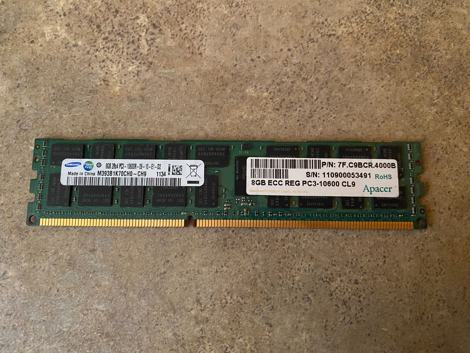 SAMSUNG M393B1K70CH0-CH9 8GB DDR3 PC3-10600R RAM MEMORY I3-2(4)