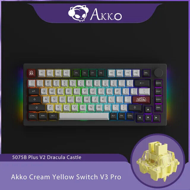Akko 5075B Plus Black & Silver/Dracula 75% Mechanical Gaming Keyboard RGB