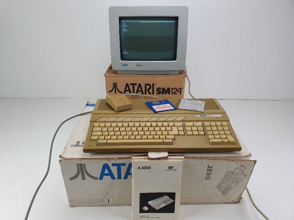 Atari Vintage PC set with 1040STF pc, mouse, and 125SM monitor in original boxes