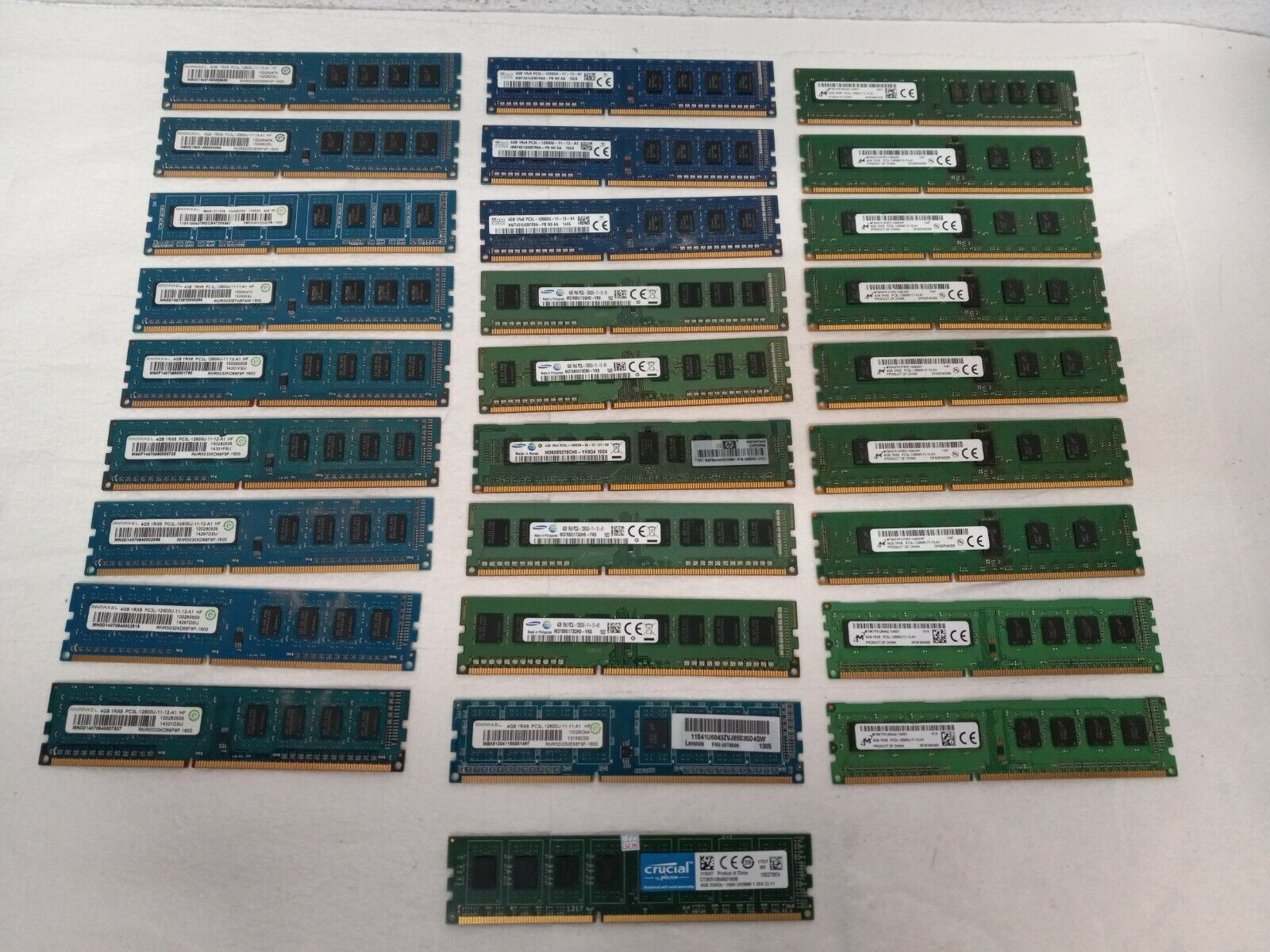 Lot of 27Pcs 4GB Mixed Brand PC3L Desktop Memory RAM Total: 108GB (27x 4GB)